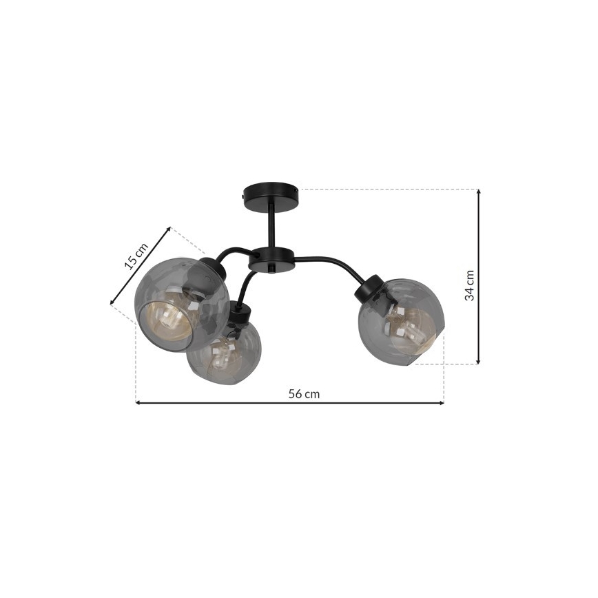 Surface-mounted chandelier SOFIA 3xE27/60W/230V black