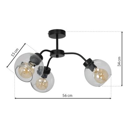 Surface-mounted chandelier SOFIA 3xE27/60W/230V clear