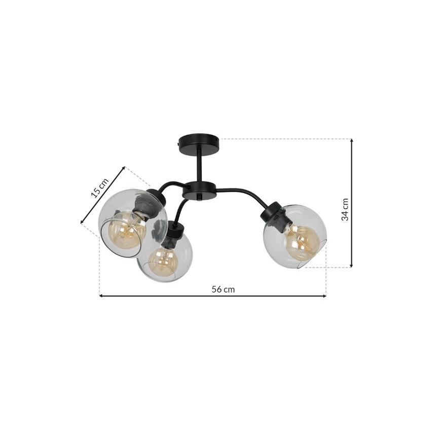 Surface-mounted chandelier SOFIA 3xE27/60W/230V clear