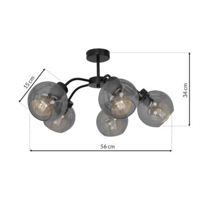 Surface-mounted chandelier SOFIA 5xE27/60W/230V black