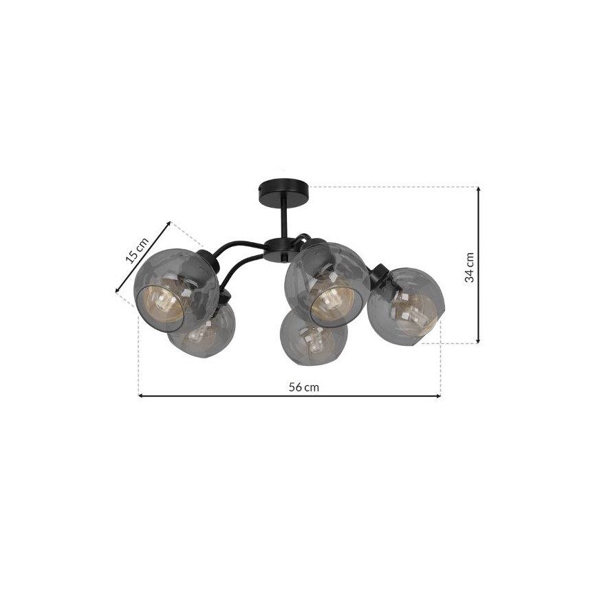 Surface-mounted chandelier SOFIA 5xE27/60W/230V black