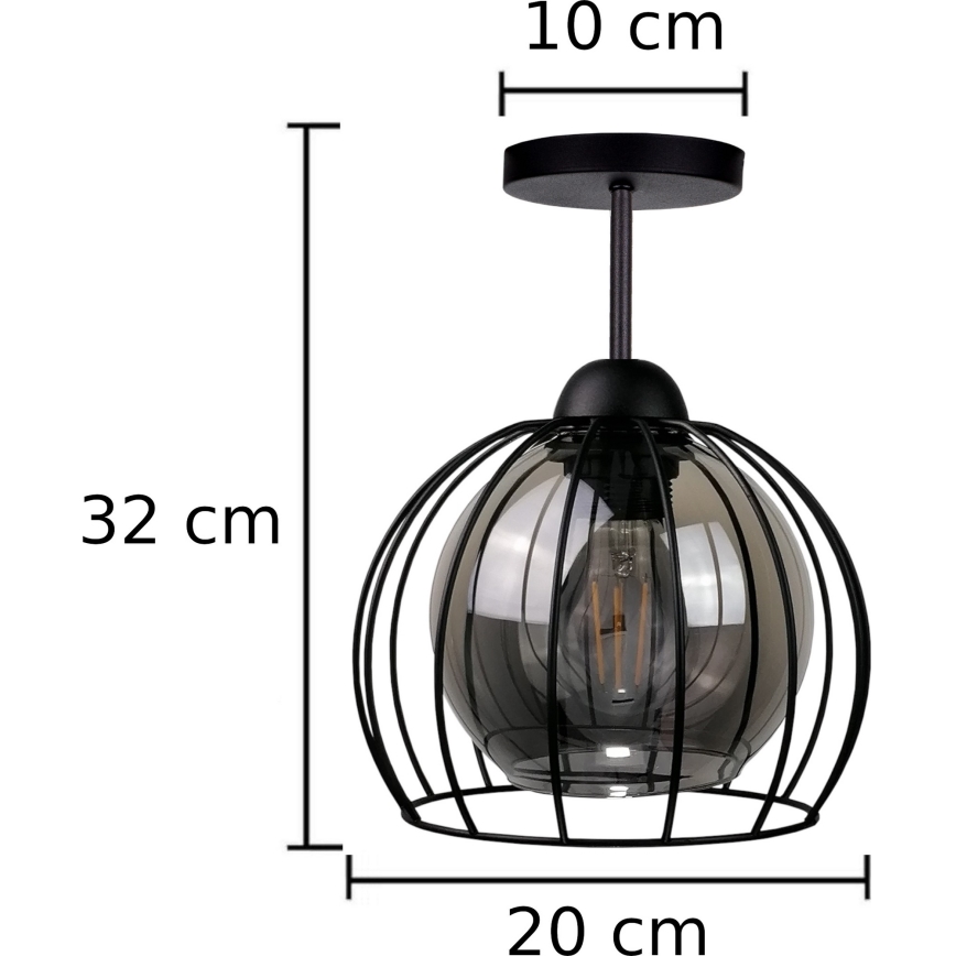 Surface-mounted chandelier SOLO BLACK 1xE27/60W/230V black/smoky