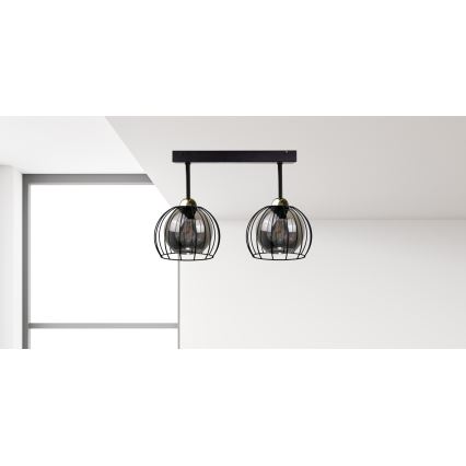 Surface-mounted chandelier SOLO BLACK 2xE27/60W/230V black/gold