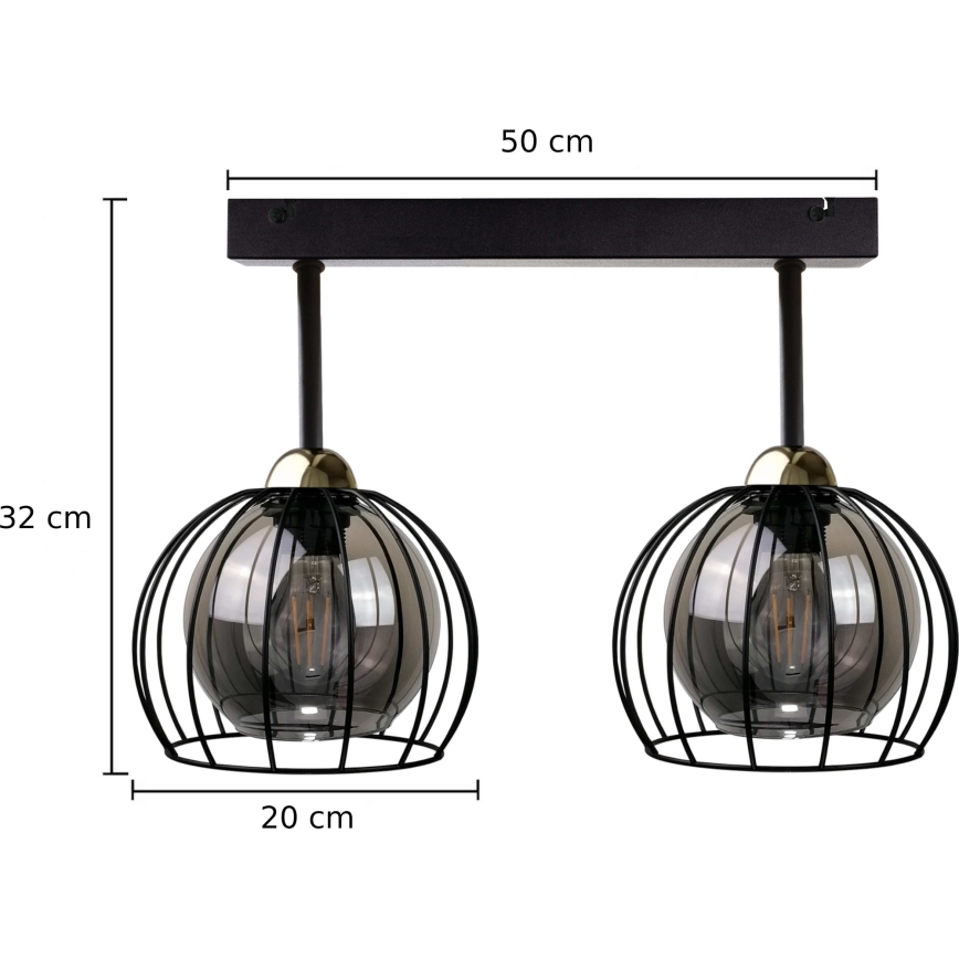 Surface-mounted chandelier SOLO BLACK 2xE27/60W/230V black/gold