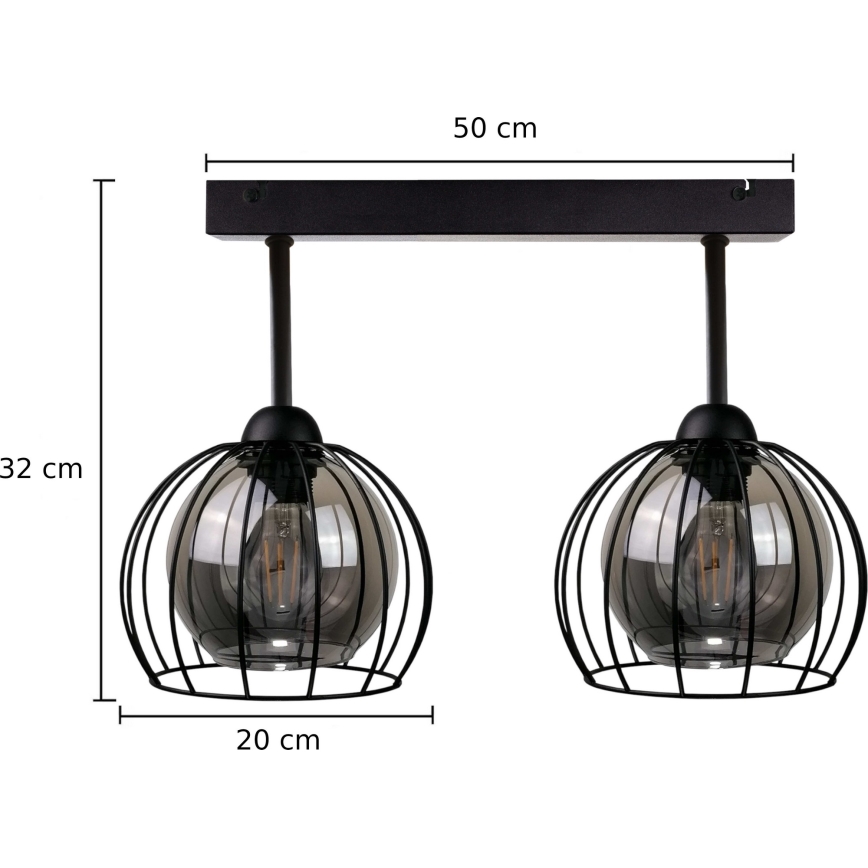Surface-mounted chandelier SOLO BLACK 2xE27/60W/230V