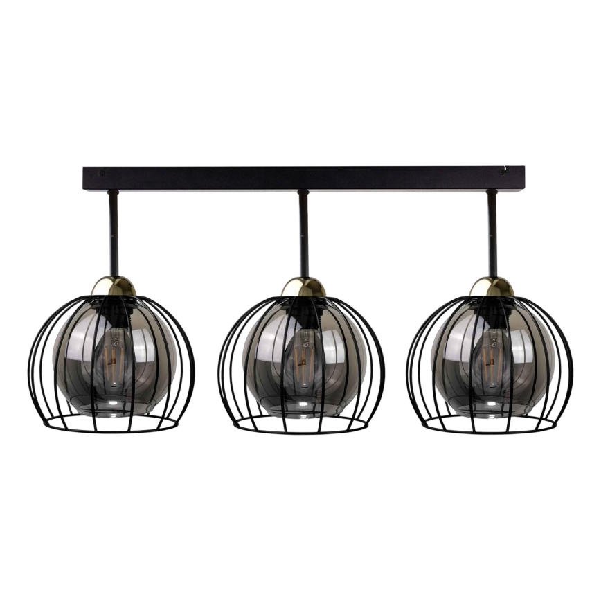 Surface-mounted chandelier SOLO BLACK 3xE27/60W/230V black/gold
