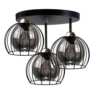 Surface-mounted chandelier SOLO BLACK 3xE27/60W/230V d. 30 cm black/gold