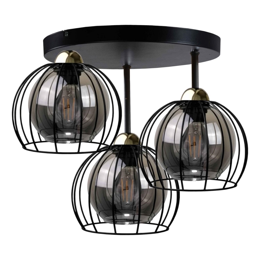 Surface-mounted chandelier SOLO BLACK 3xE27/60W/230V d. 30 cm black/gold