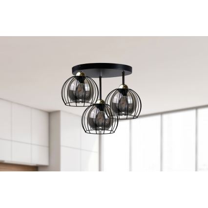 Surface-mounted chandelier SOLO BLACK 3xE27/60W/230V d. 30 cm black/gold