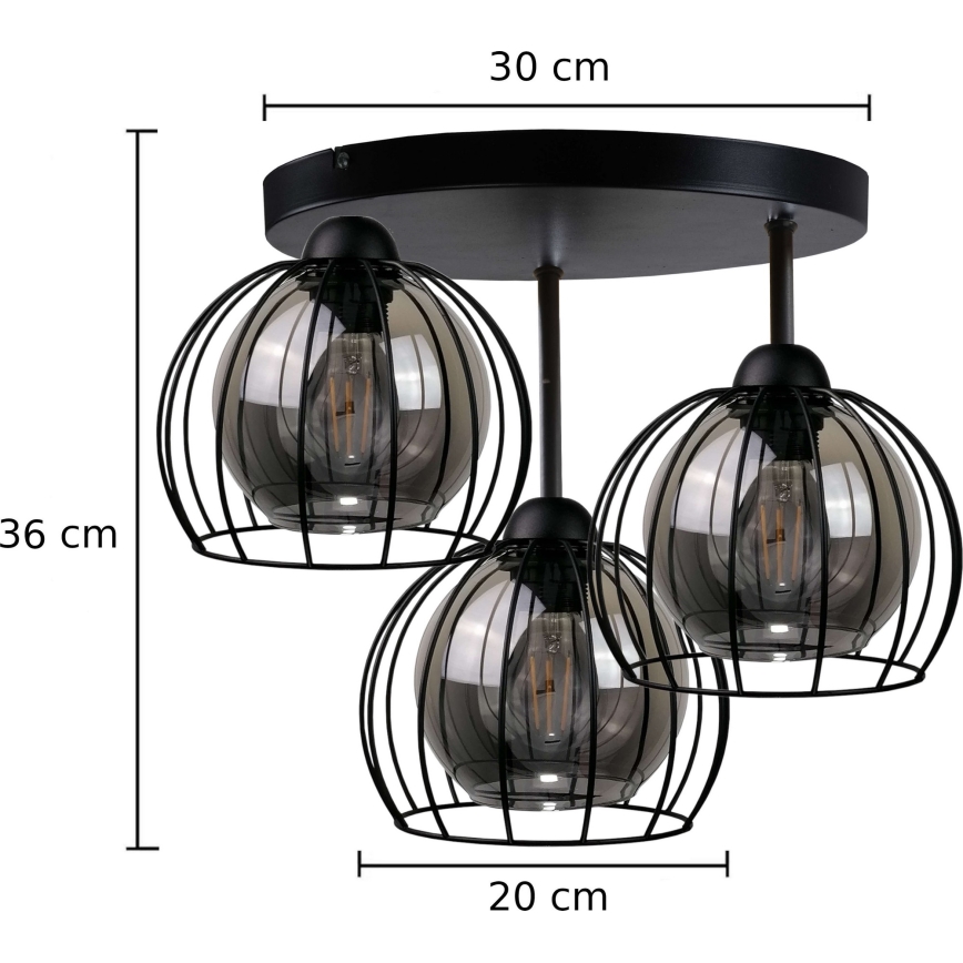 Surface-mounted chandelier SOLO BLACK 3xE27/60W/230V d. 30 cm