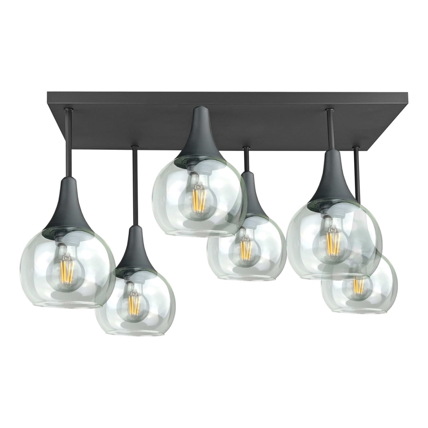 Surface-mounted chandelier SOMA 6xE27/60W/230V black/clear