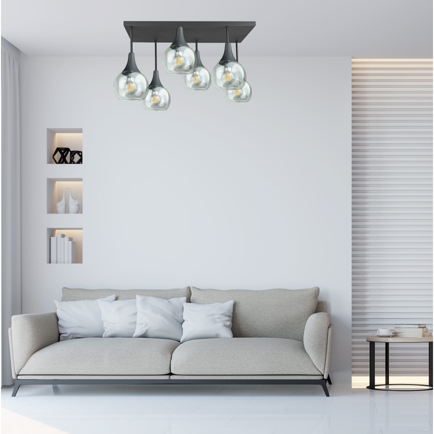 Surface-mounted chandelier SOMA 6xE27/60W/230V black/clear