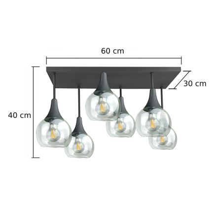 Surface-mounted chandelier SOMA 6xE27/60W/230V black/clear