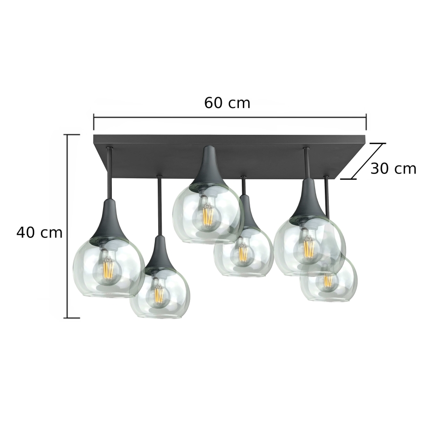 Surface-mounted chandelier SOMA 6xE27/60W/230V black/clear