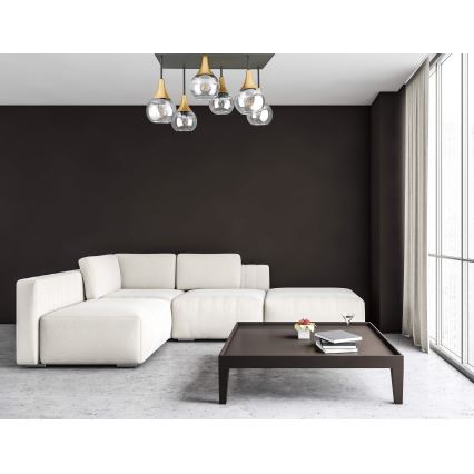Surface-mounted chandelier SOMA 6xE27/60W/230V black/gold/clear