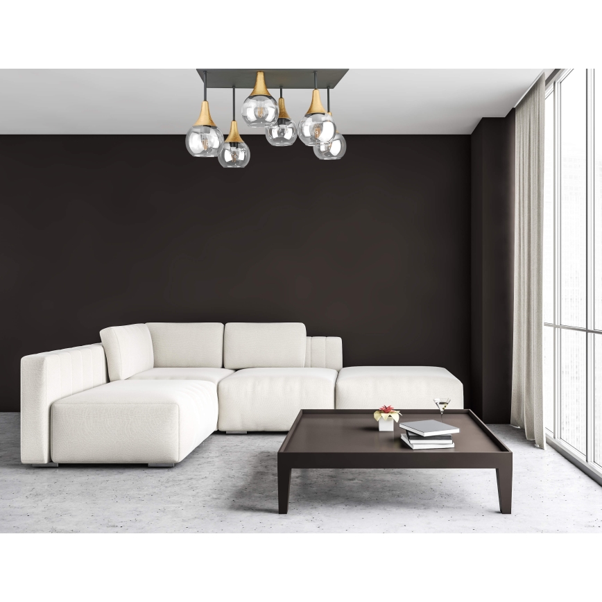 Surface-mounted chandelier SOMA 6xE27/60W/230V black/gold/clear