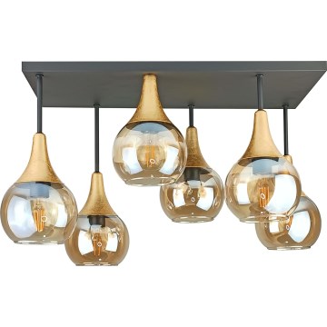 Surface-mounted chandelier SOMA 6xE27/60W/230V black/gold/smoky beige