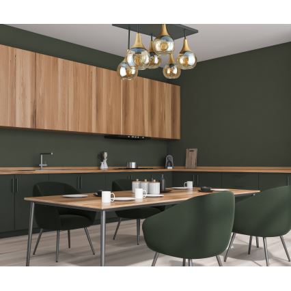 Surface-mounted chandelier SOMA 6xE27/60W/230V black/gold/smoky beige