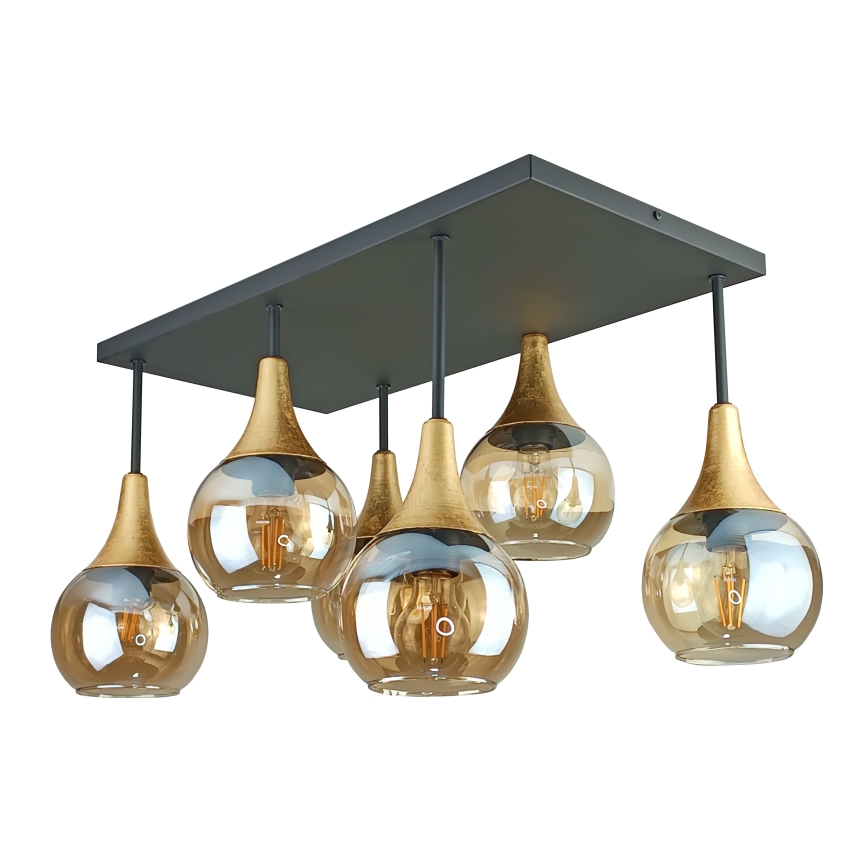 Surface-mounted chandelier SOMA 6xE27/60W/230V black/gold/smoky beige