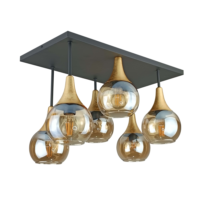 Surface-mounted chandelier SOMA 6xE27/60W/230V black/gold/smoky beige