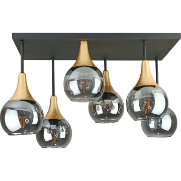 Surface-mounted chandelier SOMA 6xE27/60W/230V black/gold/smoky black