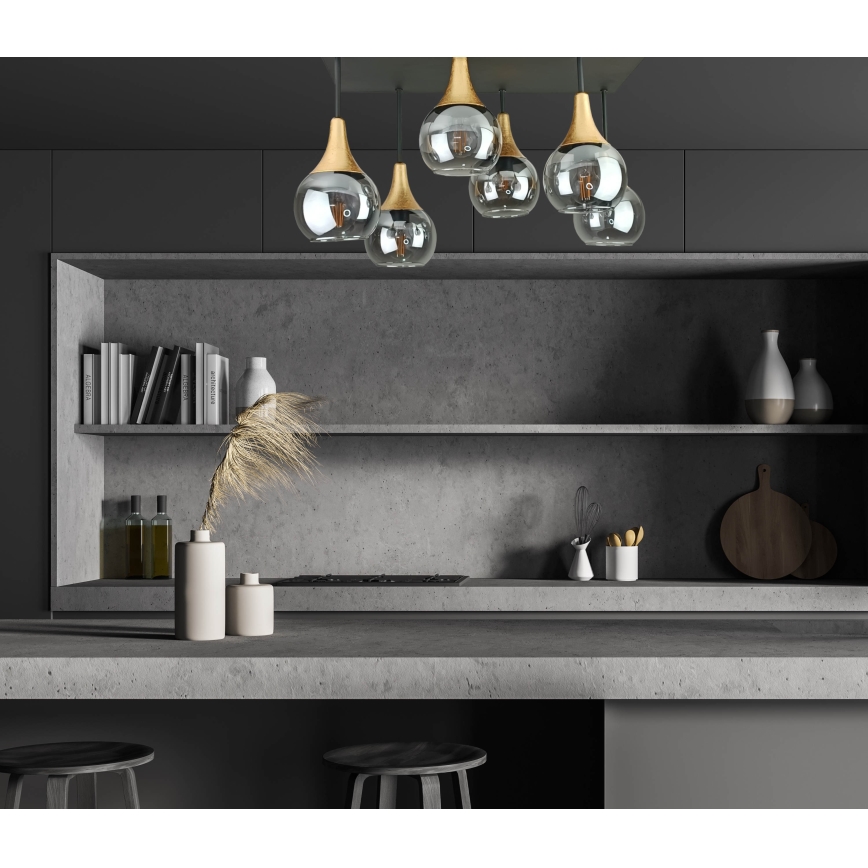 Surface-mounted chandelier SOMA 6xE27/60W/230V black/gold/smoky black
