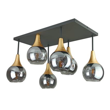 Surface-mounted chandelier SOMA 6xE27/60W/230V black/gold/smoky black