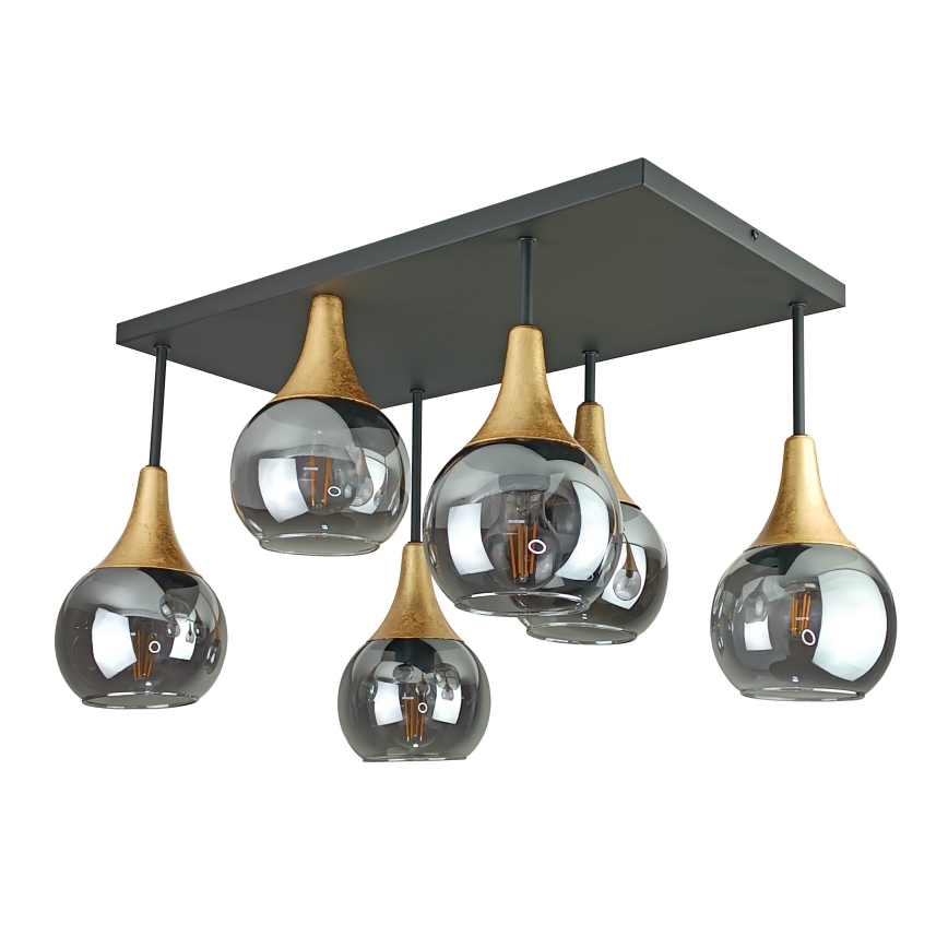 Surface-mounted chandelier SOMA 6xE27/60W/230V black/gold/smoky black
