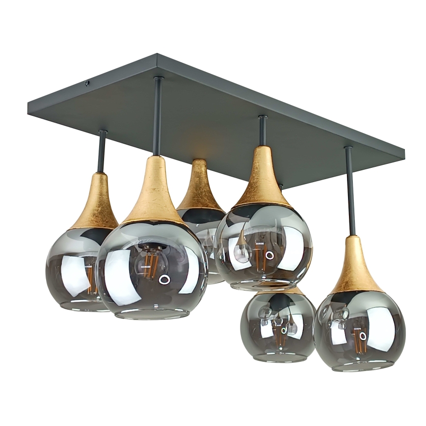 Surface-mounted chandelier SOMA 6xE27/60W/230V black/gold/smoky black