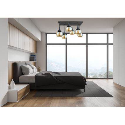 Surface-mounted chandelier SOMA 6xE27/60W/230V black/smoky beige