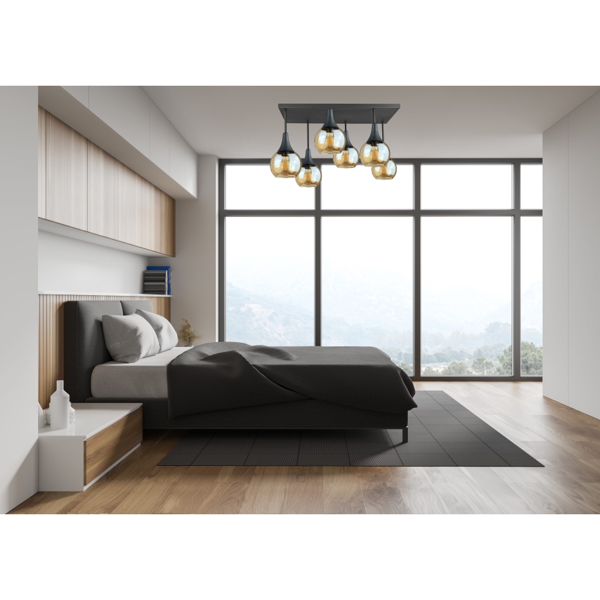 Surface-mounted chandelier SOMA 6xE27/60W/230V black/smoky beige