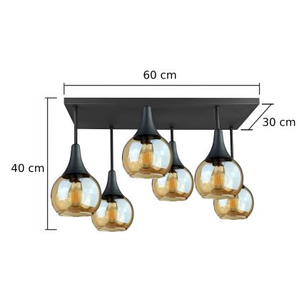 Surface-mounted chandelier SOMA 6xE27/60W/230V black/smoky beige