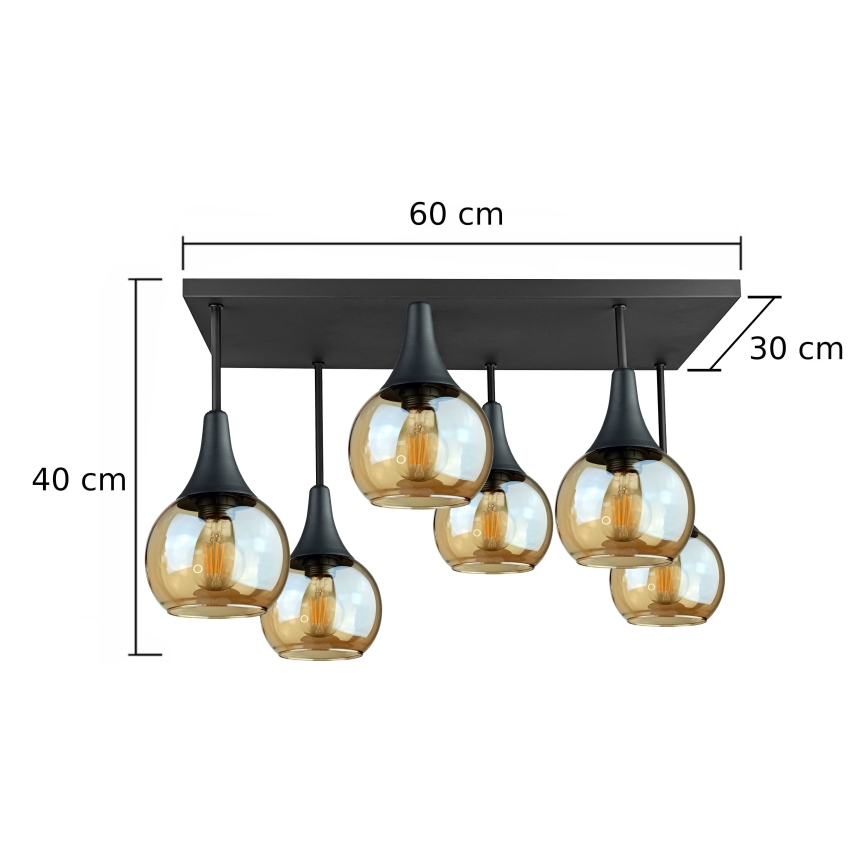 Surface-mounted chandelier SOMA 6xE27/60W/230V black/smoky beige