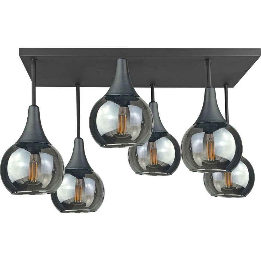 Surface-mounted chandelier SOMA 6xE27/60W/230V black/smoky black