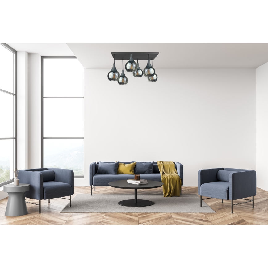 Surface-mounted chandelier SOMA 6xE27/60W/230V black/smoky black