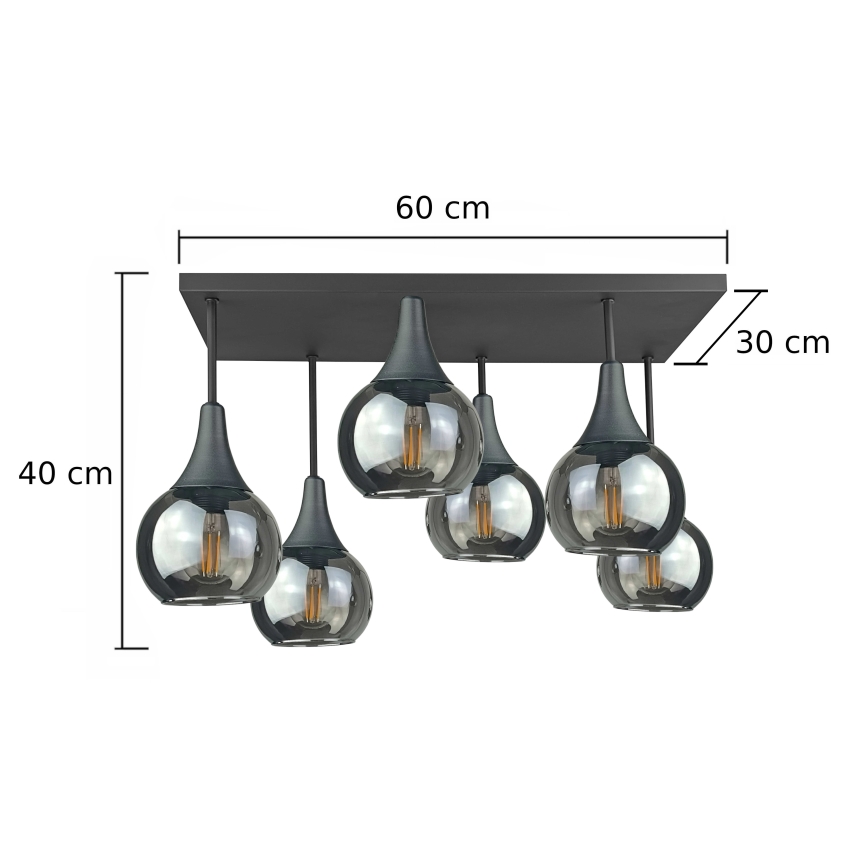 Surface-mounted chandelier SOMA 6xE27/60W/230V black/smoky black