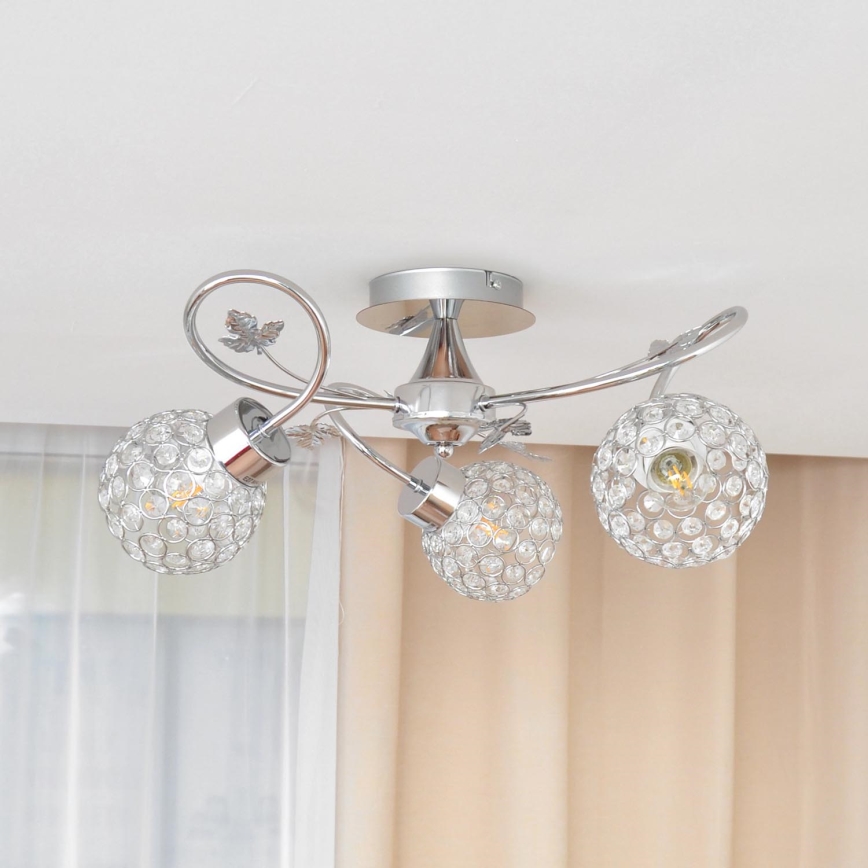 Surface-mounted chandelier SOPHIA 3xE27/15W/230V shiny chrome/clear