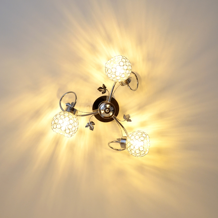 Surface-mounted chandelier SOPHIA 3xE27/15W/230V shiny chrome/clear