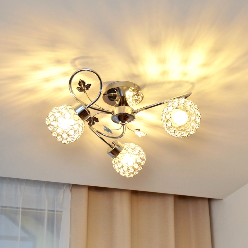 Surface-mounted chandelier SOPHIA 3xE27/15W/230V shiny chrome/clear