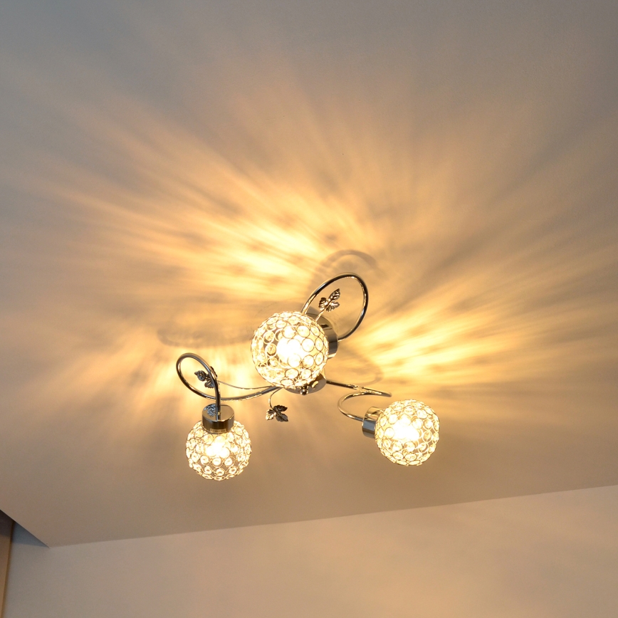 Surface-mounted chandelier SOPHIA 3xE27/15W/230V shiny chrome/clear