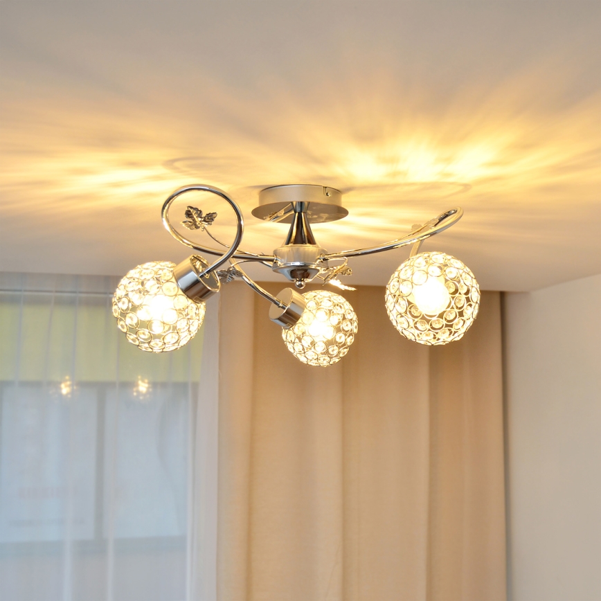 Surface-mounted chandelier SOPHIA 3xE27/15W/230V shiny chrome/clear