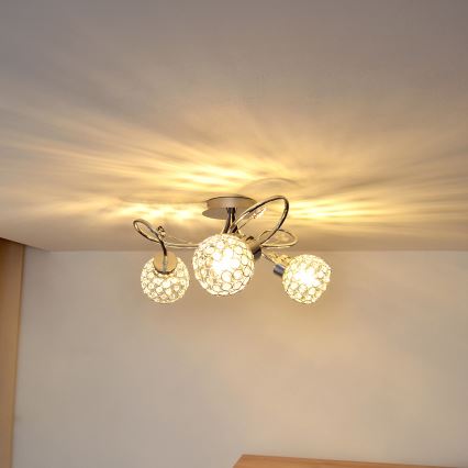 Surface-mounted chandelier SOPHIA 3xE27/15W/230V shiny chrome/clear