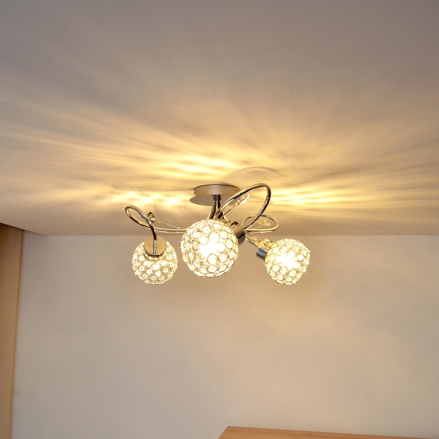 Surface-mounted chandelier SOPHIA 3xE27/15W/230V shiny chrome/clear