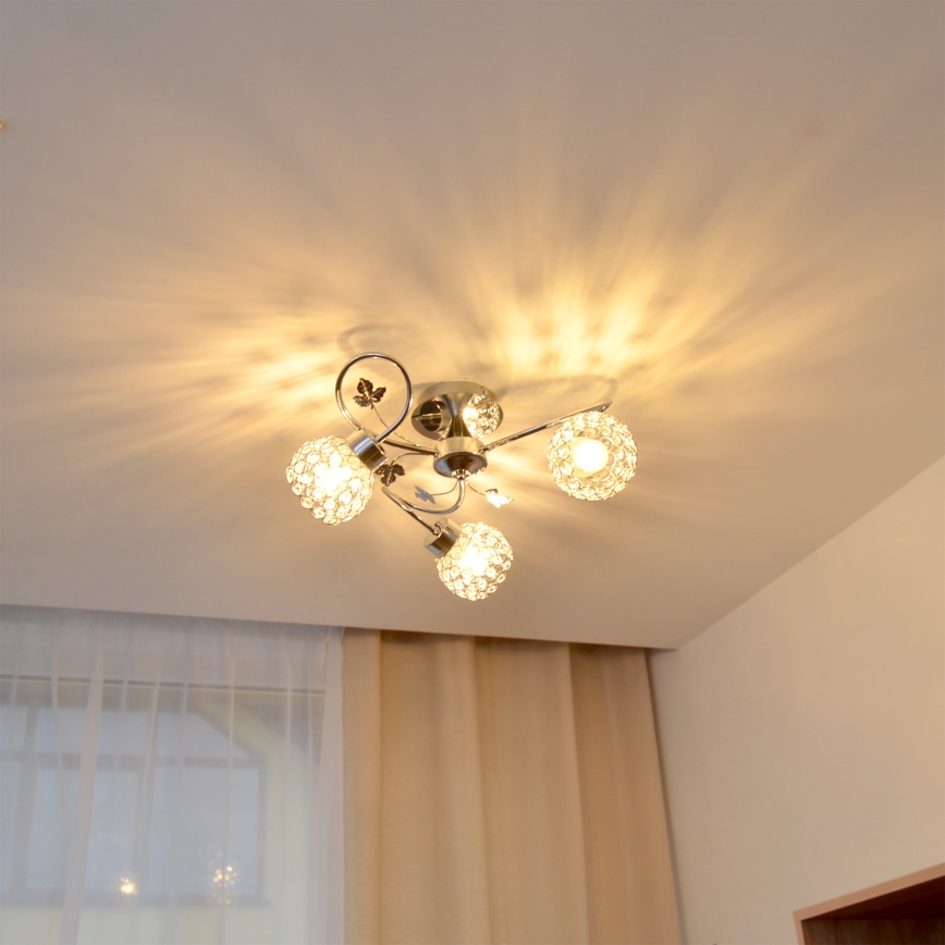 Surface-mounted chandelier SOPHIA 3xE27/15W/230V shiny chrome/clear