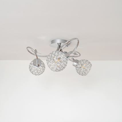 Surface-mounted chandelier SOPHIA 3xE27/15W/230V shiny chrome/clear