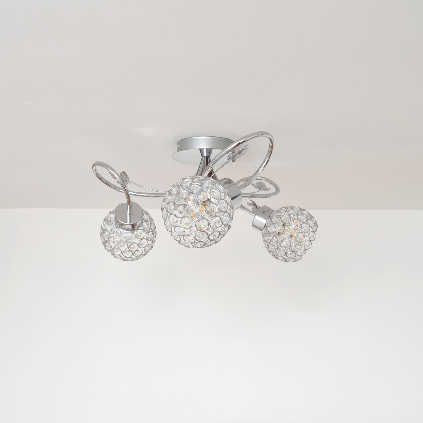 Surface-mounted chandelier SOPHIA 3xE27/15W/230V shiny chrome/clear