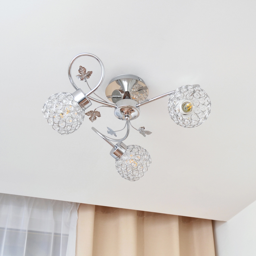 Surface-mounted chandelier SOPHIA 3xE27/15W/230V shiny chrome/clear