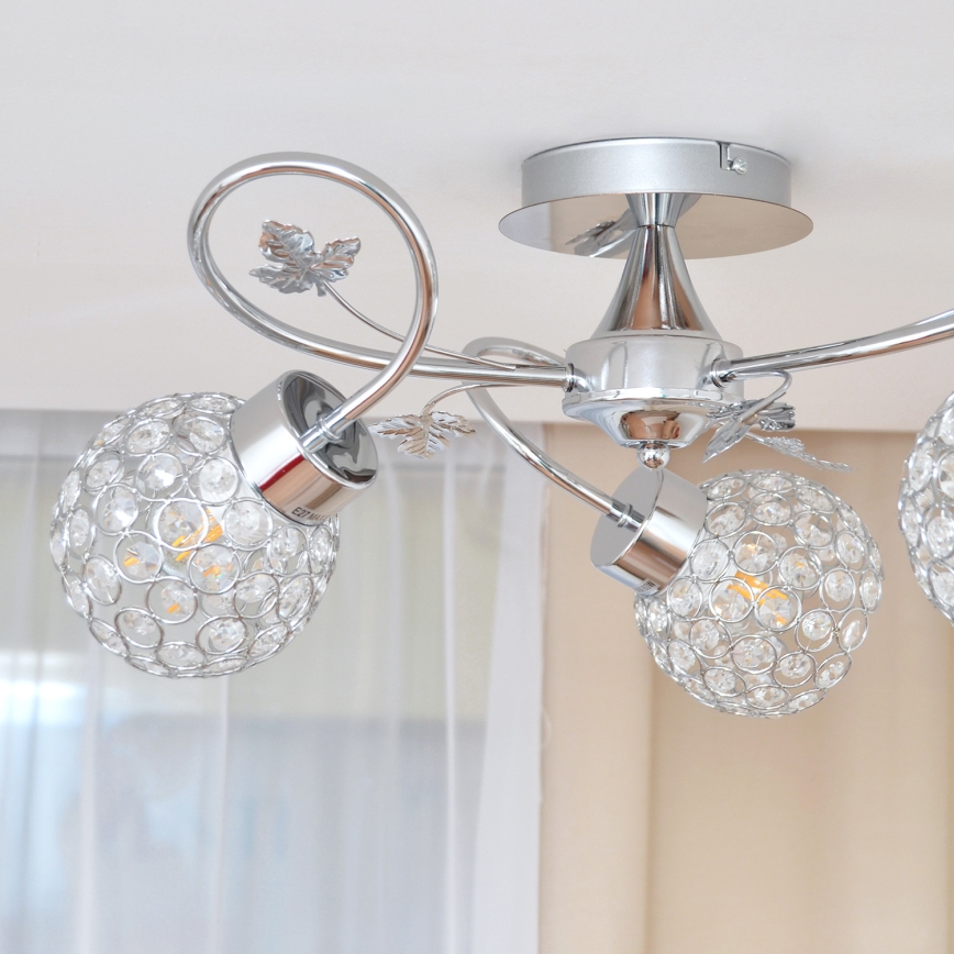 Surface-mounted chandelier SOPHIA 3xE27/15W/230V shiny chrome/clear