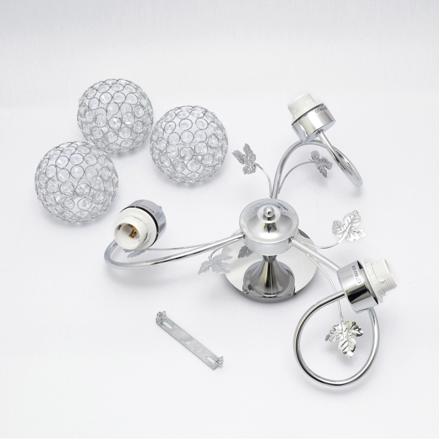Surface-mounted chandelier SOPHIA 3xE27/15W/230V shiny chrome/clear