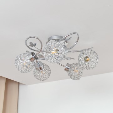 Surface-mounted chandelier SOPHIA 5xE27/15W/230V shiny chrome/clear